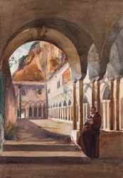 Cloîtres à Amalfi, avec ajouts du Prince Luigi Maria di Borbone (1838-1886), 1855